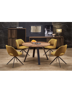 DANILO Stół Okrągły Fi120cm | Blat Orzechowy, Nogi Stalowe, Ekspresja i Styl