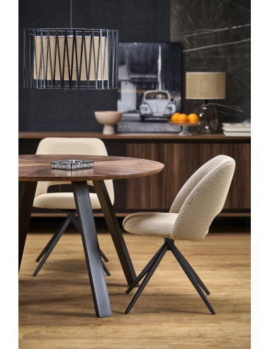 DANILO Stół Okrągły Fi120cm | Blat Orzechowy, Nogi Stalowe, Ekspresja i Styl