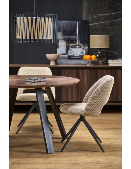 DANILO Stół Okrągły Fi120cm | Blat Orzechowy, Nogi Stalowe, Ekspresja i Styl