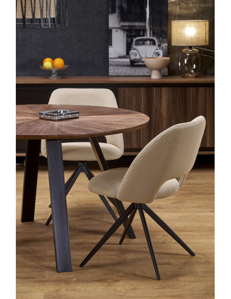 DANILO Stół Okrągły Fi120cm | Blat Orzechowy, Nogi Stalowe, Ekspresja i Styl