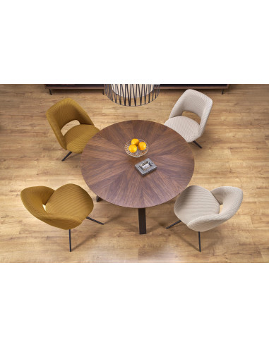 DANILO Stół Okrągły Fi120cm | Blat Orzechowy, Nogi Stalowe, Ekspresja i Styl