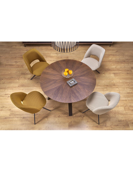 DANILO Stół Okrągły Fi120cm | Blat Orzechowy, Nogi Stalowe, Ekspresja i Styl
