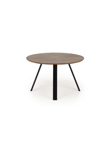 DANILO Stół Okrągły Fi120cm | Blat Orzechowy, Nogi Stalowe, Ekspresja i Styl