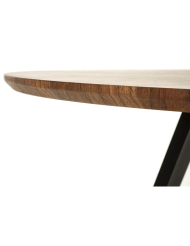 DANILO Stół Okrągły Fi120cm | Blat Orzechowy, Nogi Stalowe, Ekspresja i Styl