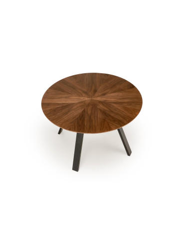 DANILO Stół Okrągły Fi120cm | Blat Orzechowy, Nogi Stalowe, Ekspresja i Styl