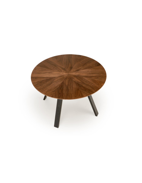 DANILO Stół Okrągły Fi120cm | Blat Orzechowy, Nogi Stalowe, Ekspresja i Styl