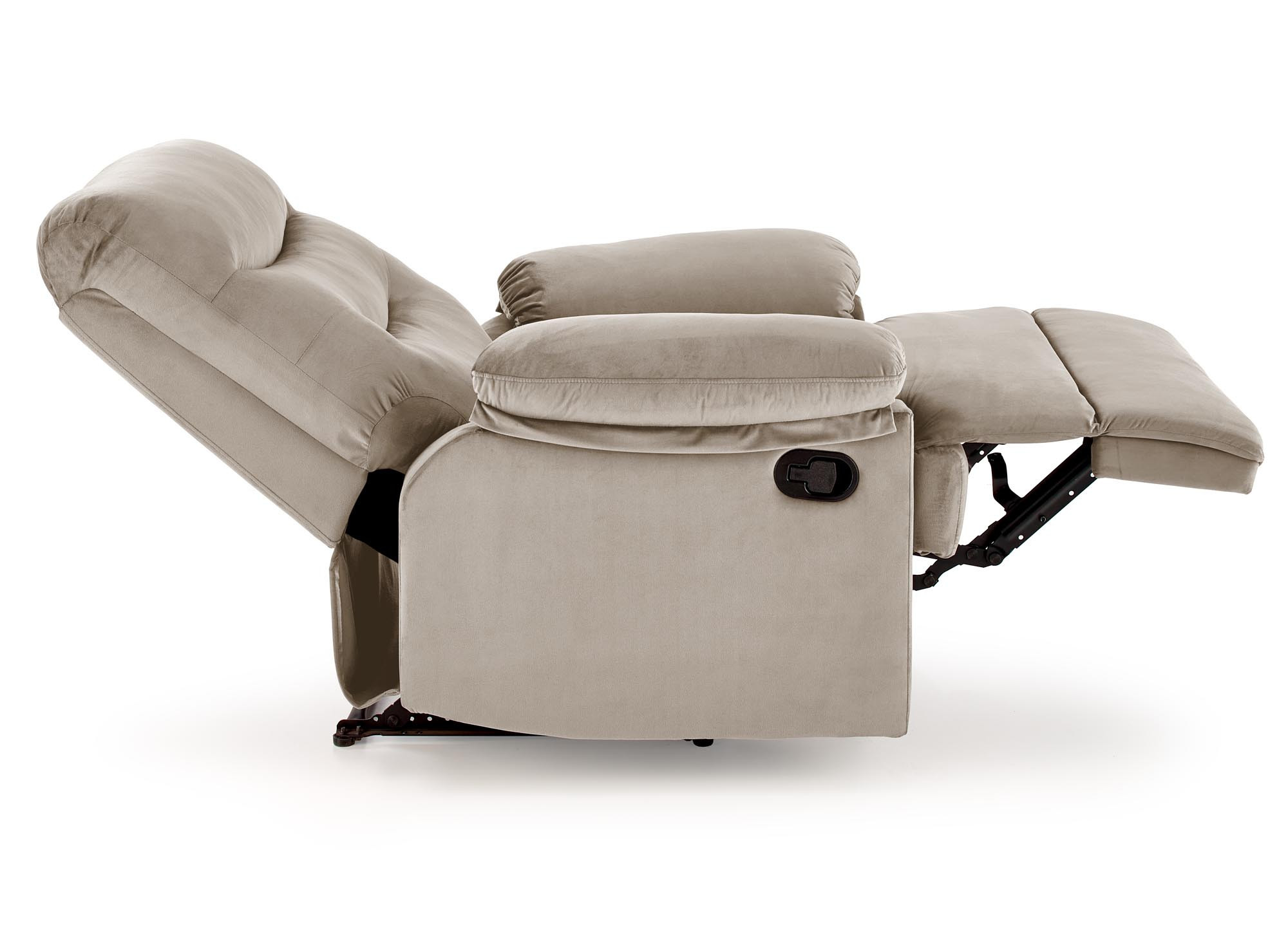 Boczny widok fotela wypoczynkowego DRAGER w pozycji rozłożonej.