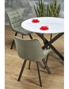 EDGAR 2 Stół Okrągły Fi100/76 cm, Blat Spiek Biały Marmur | Podstawa Czarna 2