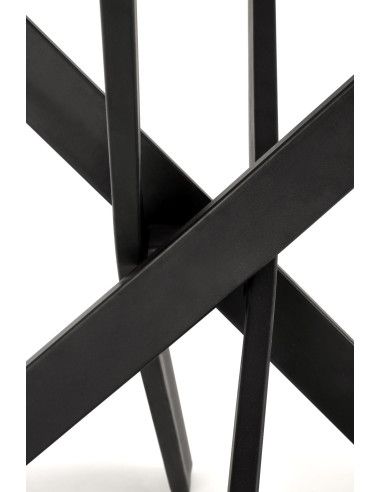 EDGAR 2 Stół Okrągły Fi100/76 cm, Blat Spiek Biały Marmur | Podstawa Czarna