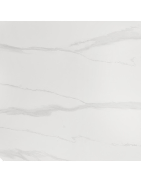 EDGAR 2 Stół Okrągły Fi100/76 cm, Blat Spiek Biały Marmur | Podstawa Czarna