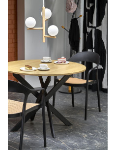 EDGAR Stół Okrągły Fi100/76 cm, Dąb Złoty / Czarny | Podstawa Czarna 2