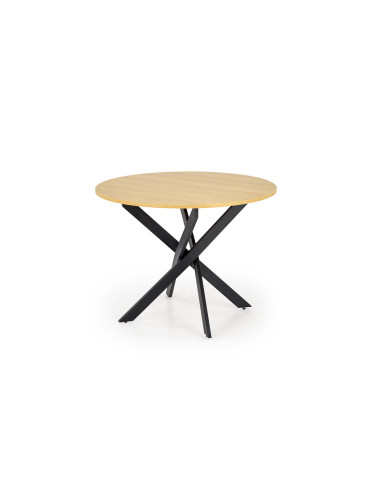 EDGAR Stół Okrągły Fi100/76 cm, Dąb Złoty / Czarny | Podstawa Czarna
