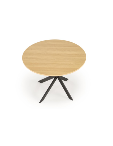 EDGAR Stół Okrągły Fi100/76 cm, Dąb Złoty / Czarny | Podstawa Czarna