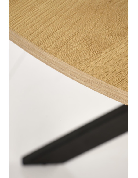 EDGAR Stół Okrągły Fi100/76 cm, Dąb Złoty / Czarny | Podstawa Czarna