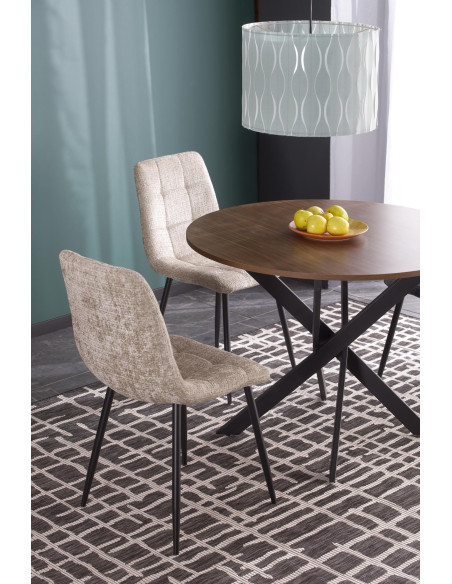 EDGAR Stół Okrągły Fi100/76 cm, Orzech / Czarny | Podstawa Czarna