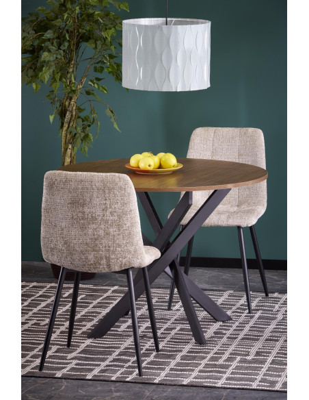 EDGAR Stół Okrągły Fi100/76 cm, Orzech / Czarny | Podstawa Czarna