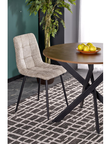 EDGAR Stół Okrągły Fi100/76 cm, Orzech / Czarny | Podstawa Czarna