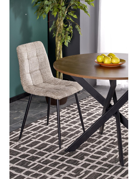 EDGAR Stół Okrągły Fi100/76 cm, Orzech / Czarny | Podstawa Czarna