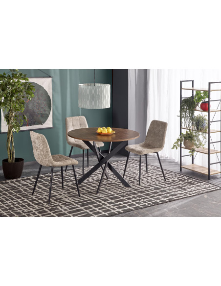 EDGAR Stół Okrągły Fi100/76 cm, Orzech / Czarny | Podstawa Czarna