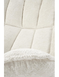 FOFANA Fotel Wypoczynkowy Obrotowy Kremowy | Nogi Czarne, Pikowana Tkanina 2