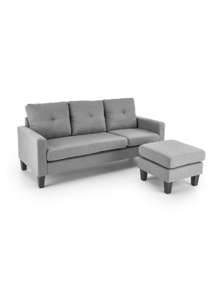 GERSON Sofa z Podnóżkiem Popielata | Kompaktowa Wygoda, Elegancki Styl
