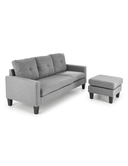 GERSON Sofa z Podnóżkiem Popielata | Kompaktowa Wygoda, Elegancki Styl