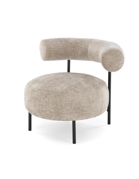 HAZARD Fotel Wypoczynkowy Beżowy, Nogi Czarne, Zaokrąglona Designerska Forma