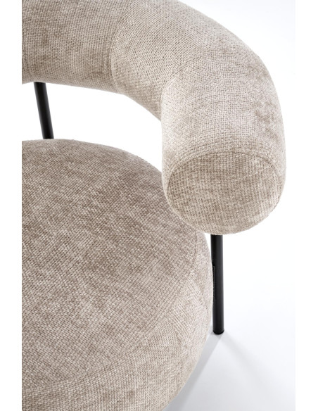 HAZARD Fotel Wypoczynkowy Beżowy, Nogi Czarne, Zaokrąglona Designerska Forma