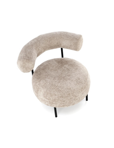 HAZARD Fotel Wypoczynkowy Beżowy, Nogi Czarne, Zaokrąglona Designerska Forma