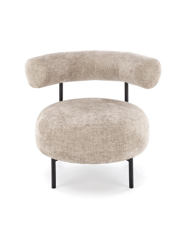 HAZARD Fotel Wypoczynkowy Beżowy, Nogi Czarne, Zaokrąglona Designerska Forma