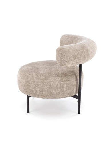 HAZARD Fotel Wypoczynkowy Beżowy, Nogi Czarne, Zaokrąglona Designerska Forma