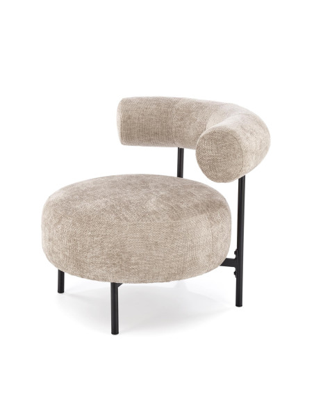 HAZARD Fotel Wypoczynkowy Beżowy, Nogi Czarne, Zaokrąglona Designerska Forma