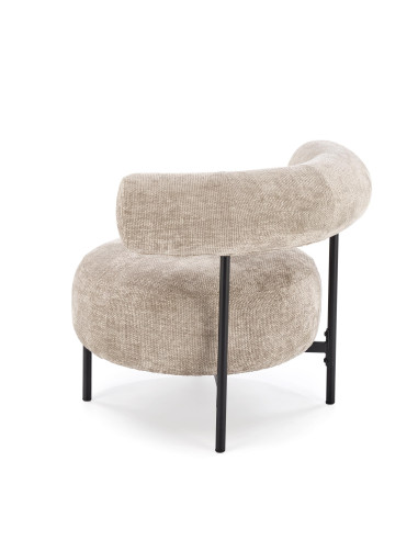 HAZARD Fotel Wypoczynkowy Beżowy, Nogi Czarne, Zaokrąglona Designerska Forma