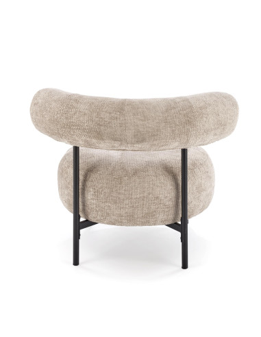 HAZARD Fotel Wypoczynkowy Beżowy, Nogi Czarne, Zaokrąglona Designerska Forma