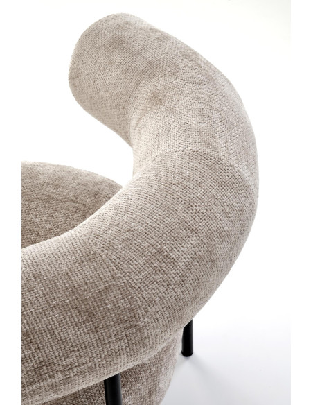 HAZARD Fotel Wypoczynkowy Beżowy, Nogi Czarne, Zaokrąglona Designerska Forma