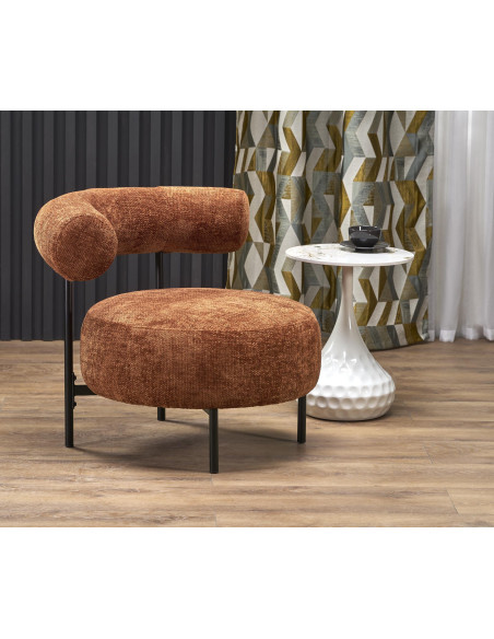 HAZARD Fotel Wypoczynkowy Cynamonowy, Nogi Czarne - Designerska Forma