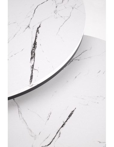 JAVA Zestaw 2 Ław Okrągłych Fi79 cm, Fi59 cm | Kolor Biały Marmur/Czarny