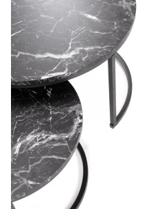 JAVA zestaw 2 ław, czarny marmur / czarny 2