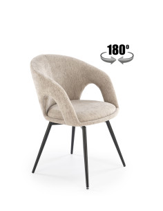 K550 Krzesło Beżowe Kubełkowe Obracane 180°, Tkanina, Nogi Stalowe Czarne