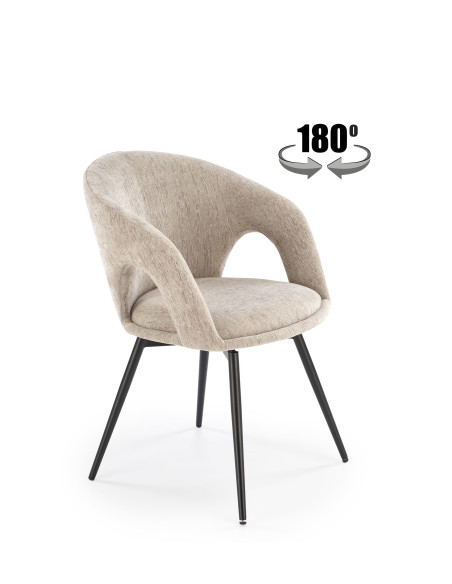 K550 Krzesło Beżowe Kubełkowe Obracane 180°, Tkanina, Nogi Stalowe Czarne