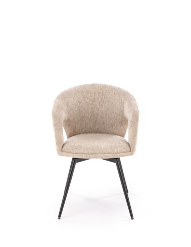 K550 Krzesło Beżowe Kubełkowe Obracane 180°, Tkanina, Nogi Stalowe Czarne