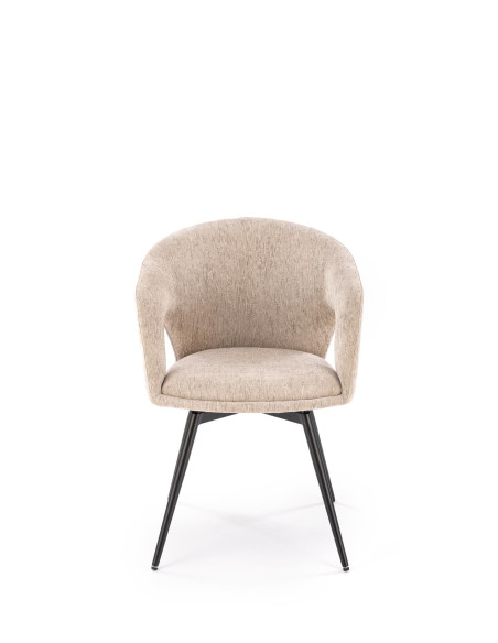 K550 Krzesło Beżowe Kubełkowe Obracane 180°, Tkanina, Nogi Stalowe Czarne