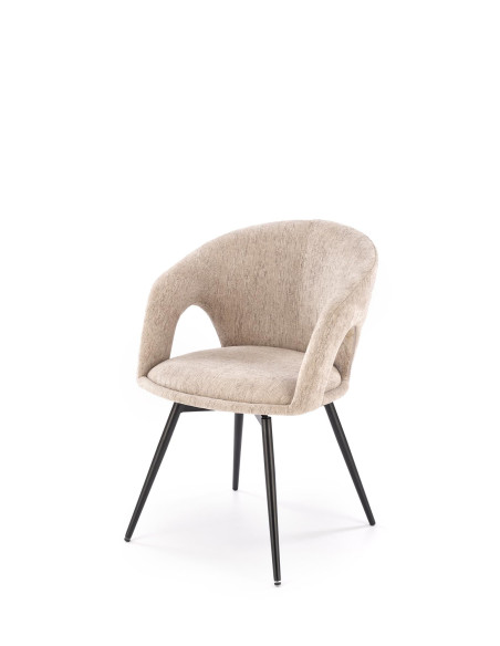 K550 Krzesło Beżowe Kubełkowe Obracane 180°, Tkanina, Nogi Stalowe Czarne