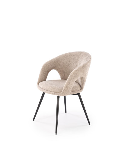 K550 Krzesło Beżowe Kubełkowe Obracane 180°, Tkanina, Nogi Stalowe Czarne