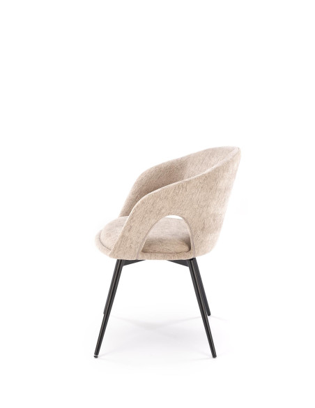 K550 Krzesło Beżowe Kubełkowe Obracane 180°, Tkanina, Nogi Stalowe Czarne