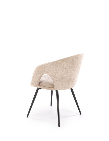 K550 Krzesło Beżowe Kubełkowe Obracane 180°, Tkanina, Nogi Stalowe Czarne