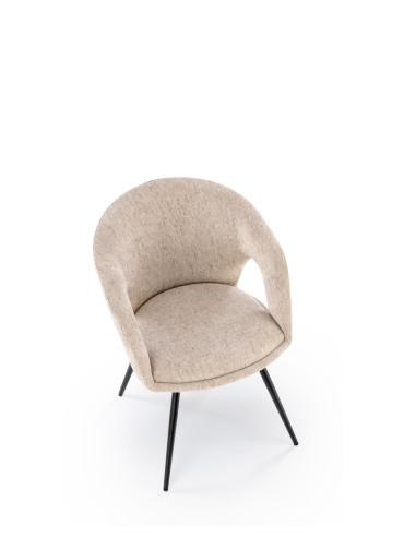 K550 Krzesło Beżowe Kubełkowe Obracane 180°, Tkanina, Nogi Stalowe Czarne