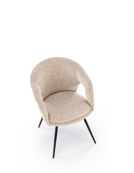 K550 Krzesło Beżowe Kubełkowe Obracane 180°, Tkanina, Nogi Stalowe Czarne