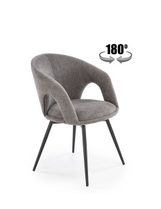 K550 Krzesło Popielate Kubełkowe Obracane 180°, Tkanina, Nogi Stalowe Czarne