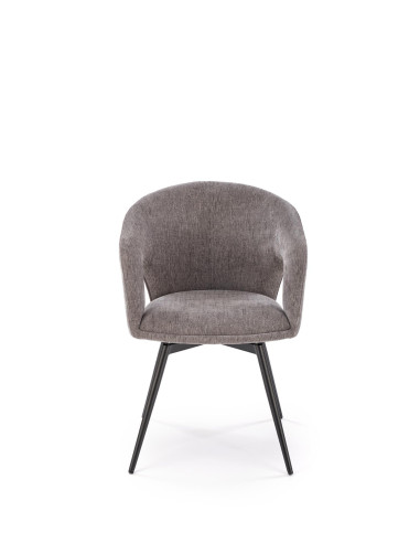 K550 Krzesło Popielate Kubełkowe Obracane 180°, Tkanina, Nogi Stalowe Czarne